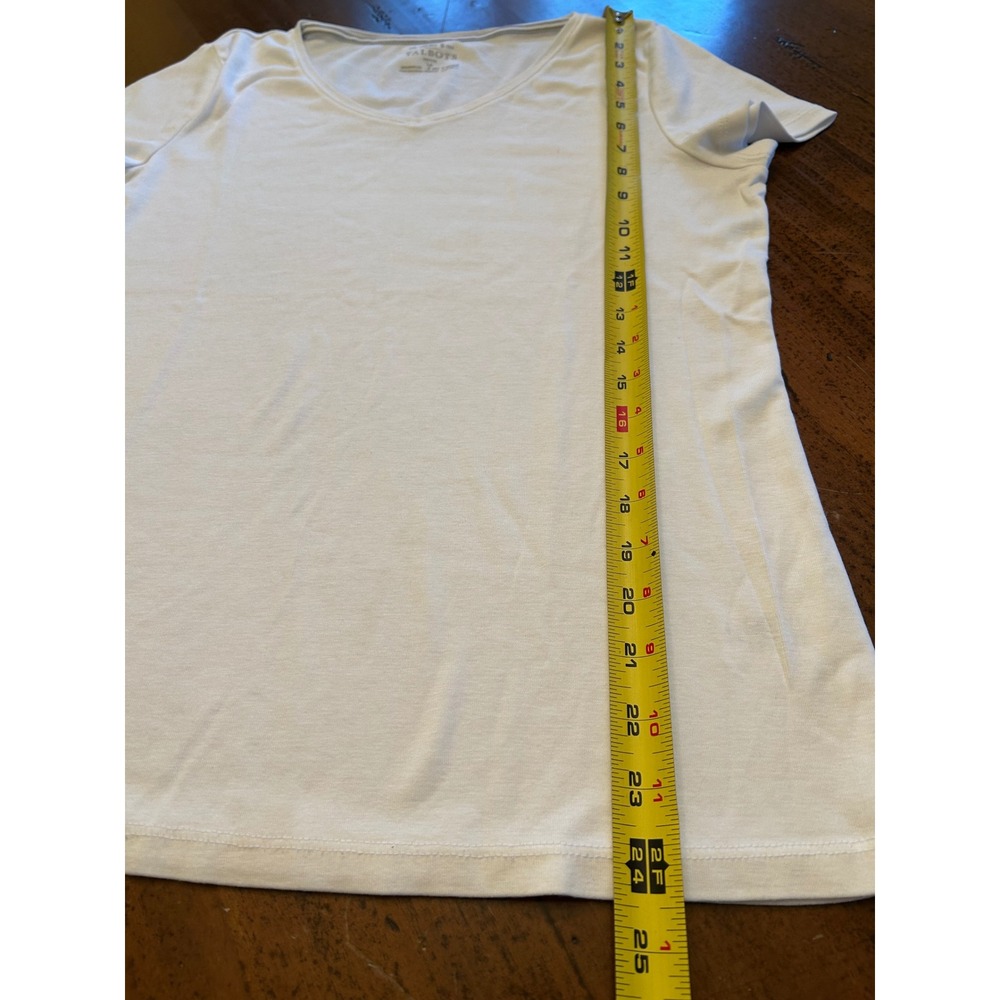 Talbots Womens White V-Neck Short Sleeve T-Shirt‎ Pima Cotton The Talbots Tee PL - Picture 5 of 9